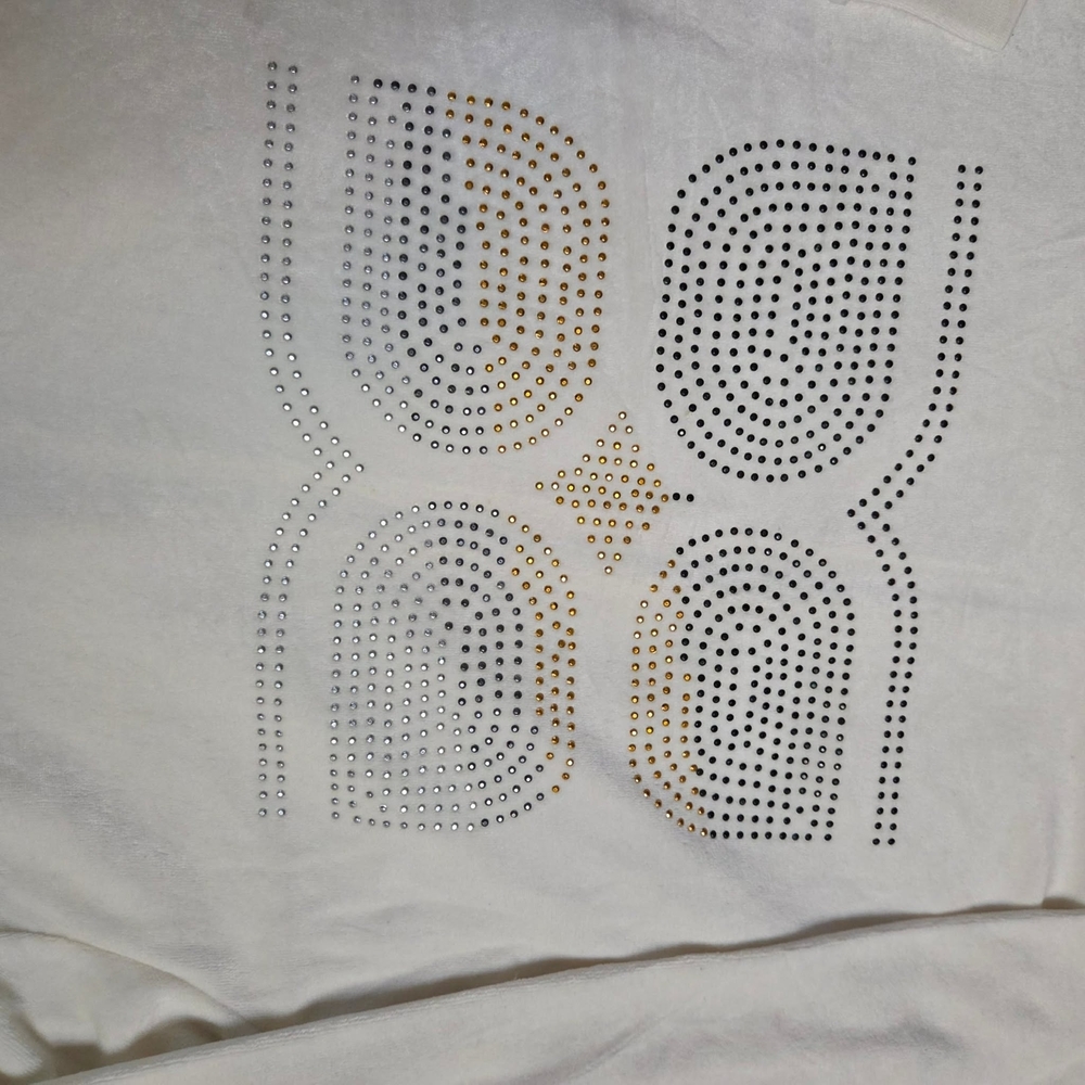 BCBGMaxAzria Ivory Rhinestone Logo Zip Hoodie - Picture 6 of 6